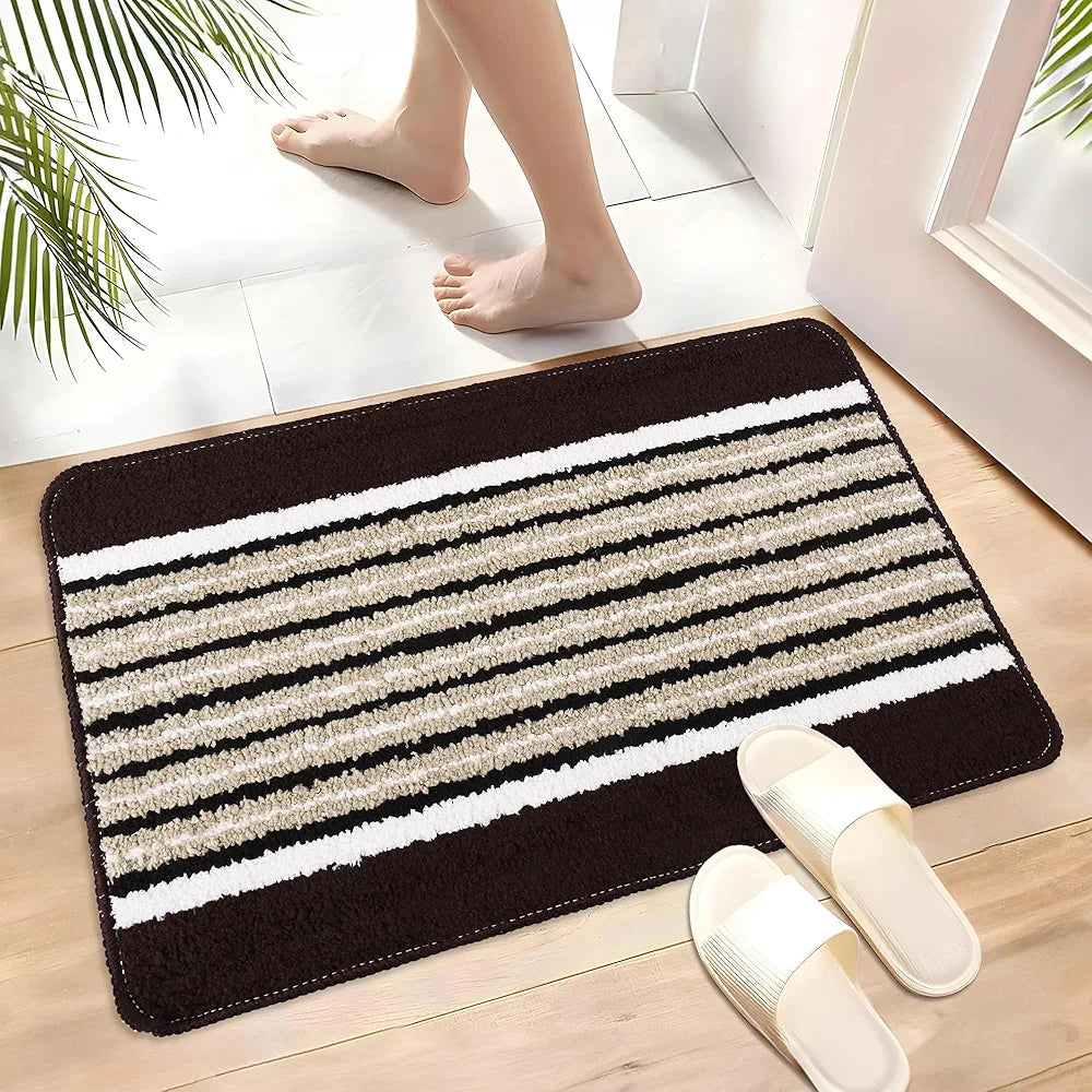 Kuber Industries 16x24 Inch Anti-Skid Water-Absorbent Door Mats for Home | Durable Main Entrance Footmats for Bathroom, Living Room & Office | Micro New Wings Lining - Brown